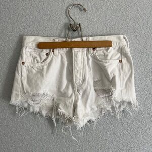 Free People White Denim Cutoff Shorts